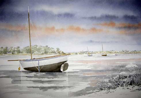 Aquarelle, marine de Bretagne, aquarelle de Bernard Beaulien