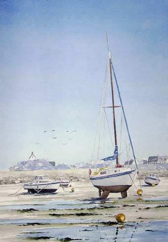Aquarelle, marine de Bretagne, aquarelle de Bernard Beaulien