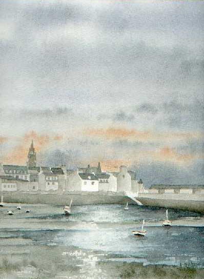 Aquarelle, marine de Bretagne, aquarelle de Bernard Beaulien