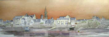Couchant à l'aquarelle sur Roscoff