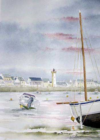 Le phare, aquarelle de Bernard Beaulien