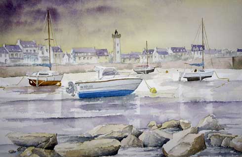 Un grain à Roscoff, aquarelle