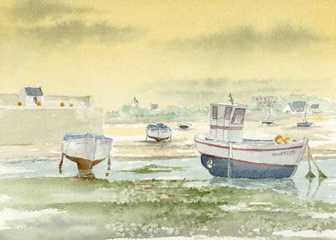 Le vieux quai de Roscoff, aquarelle