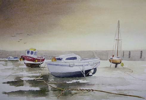 Coup de vent a Roscoff, aquarelle de Bernard Beaulien