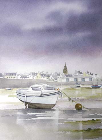 Crépuscule, aquarelle de Bernard Beaulien