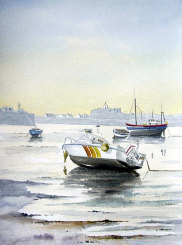 Roscoff, devant Ste Barbe, aquarelle de Bernard Beaulien