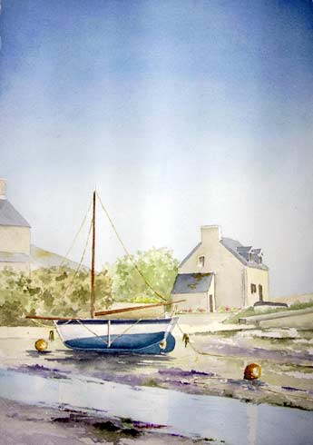 Beau temps au Pont de la Corde, aquarelle de Bernard Beaulien