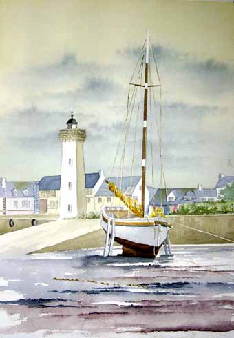 Aquarelle, marine de Bretagne, aquarelle de Bernard Beaulien