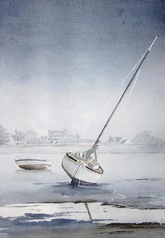 Brume a Plounéour-Trez, aquarelle de Bernard Beaulien