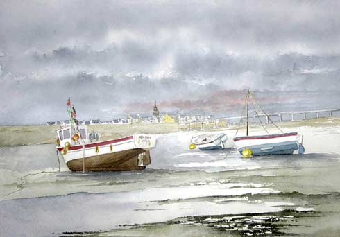 Aquarelle, marine de Bretagne, aquarelle de Bernard Beaulien