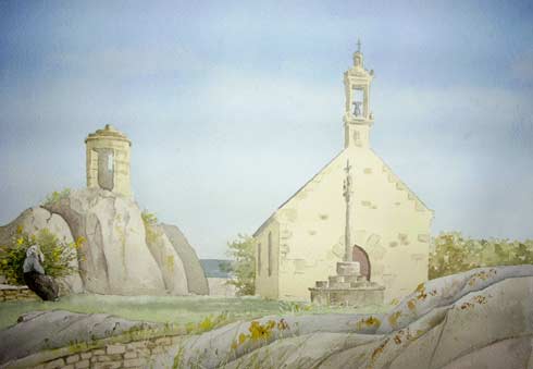 Chapelle Paul Aurélien, aquarelle de Bernard Beaulien