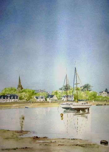 Beau temps à Brignogan, aquarelle de Bernard Beaulien