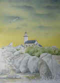 Le phare de Pontusval, aquarelle