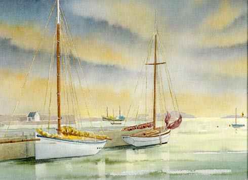 Aquarelle, marine de Bretagne, aquarelle de Bernard Beaulien