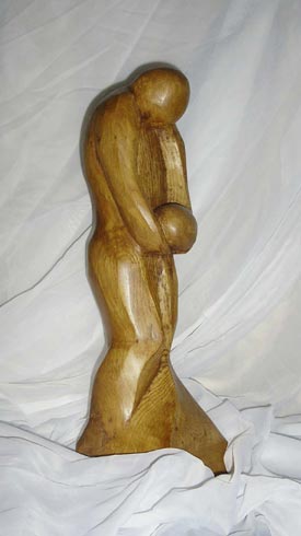 Offrande, sculpture sur bois de Bernard Beaulien