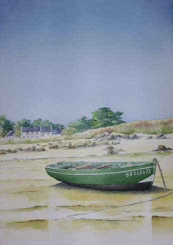 A sec à Plounéour Trez, aquarelle de Bernard Beaulien