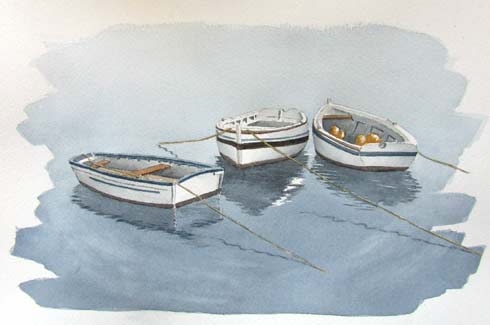 Aquarelle, marine de Bretagne, aquarelle de Bernard Beaulien