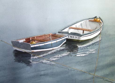 Aquarelle, marine de Bretagne, aquarelle de Bernard Beaulien