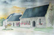 Enclos de Plounéour-Trez . Aquarelle de B. BEAULIEN
