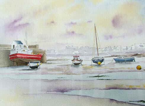 Quai Tristan Corbière, aquarelle de Bernard Beaulien