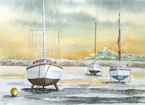 Quand se lève le soleil, aquarelle