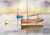 Roscoff, reflets du soir, aquarelle