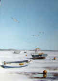 Basse mer en bleu, aquarelle