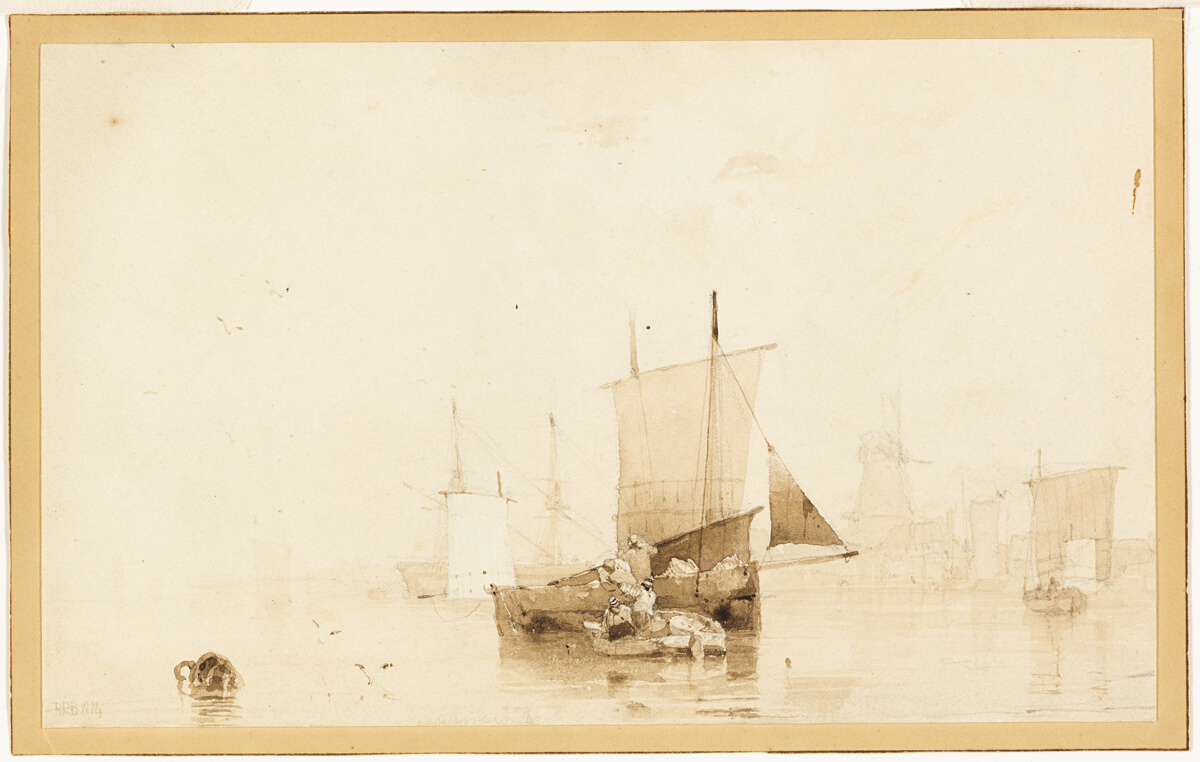 Boats in a Harbor, Richard Parkes Bonington