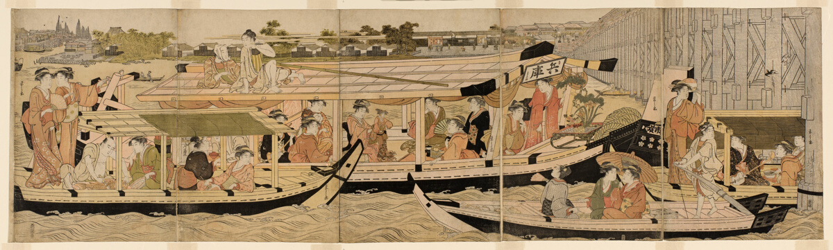 Pleasure Boats on the Sumida River, Chôbunsai Eishi