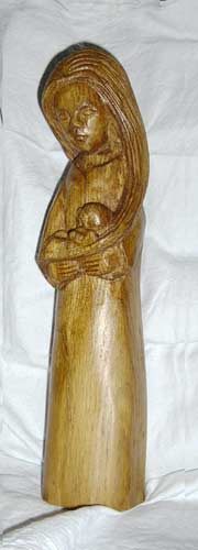 Vierge à l'enfant, sculpture sur bois de Bernard Beaulien